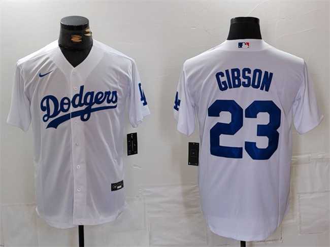 Men%27s Los Angeles Dodgers #23 Kirk Gibson White Cool Base Stitched Baseball Jersey->los angeles dodgers->MLB Jersey